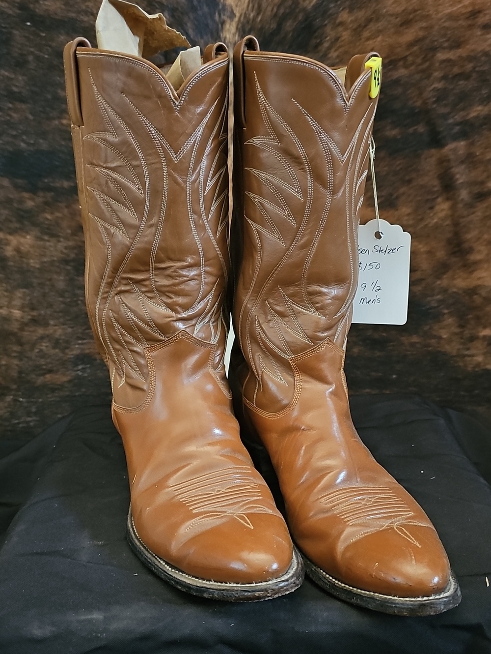 Men's Tan Leather Cowboy Boots - Olsen Stelzer